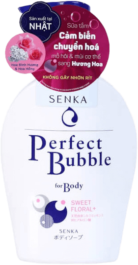Sữa tắm dưỡng ẩm Senka Perfect Bubble for Body Sweet Floral hương Hoa Hồng và Đinh Hương 500ml