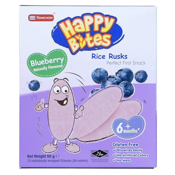 Bánh Gạo Ăn Dặm Cho Trẻ Em Happy Bites Việt Quất 50g