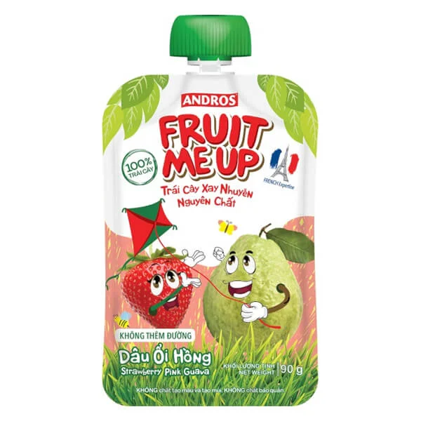 Combo 2 Trái Cây Xay Nhuyễn Nguyên Chất Fruit Me Up Dâu Ổi Hồng