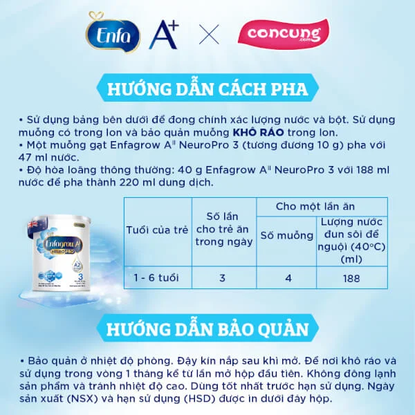 Sữa Enfagrow A2 NeuroPro số 3 350g (1 - 6 tuổi)