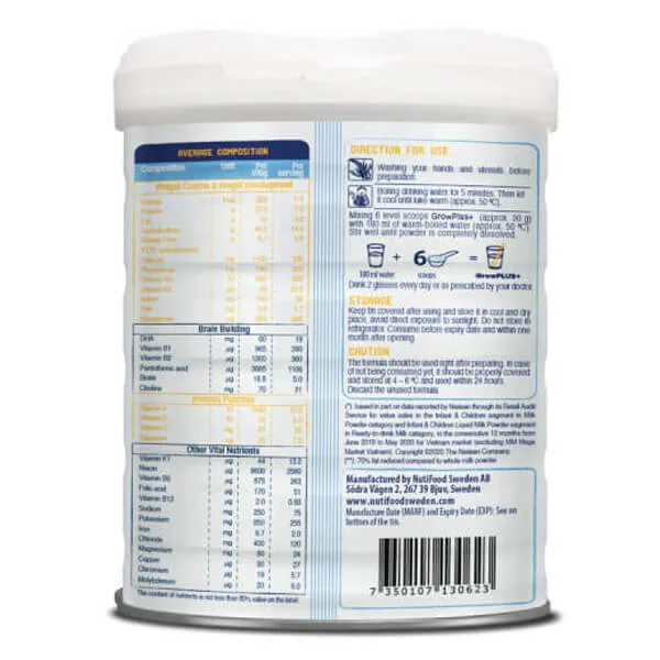 Sữa GrowPLUS+ Trắng 850g (từ 2 tuổi)