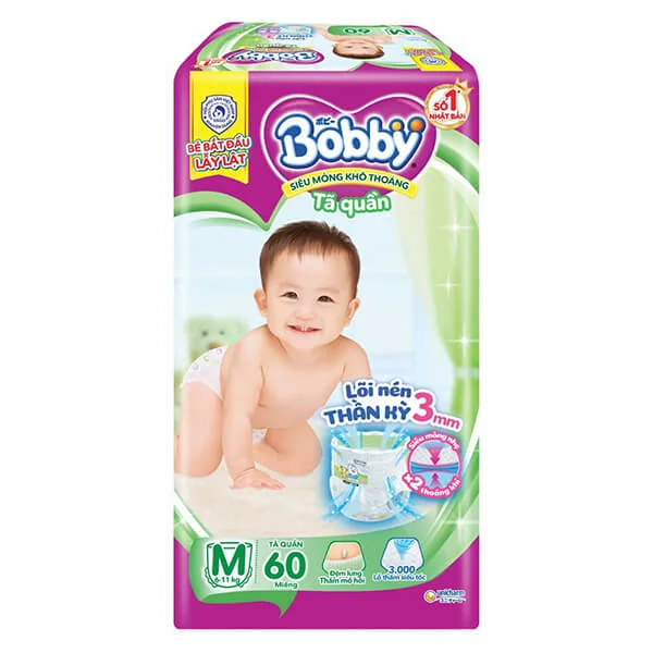 Tã Quần Bobby size M, 60 miếng