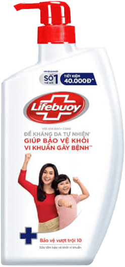 Sữa tắm Lifebuoy Bảo Vệ Vượt Trội 10 giúp bảo vệ khỏi vi khuẩn - 850gr