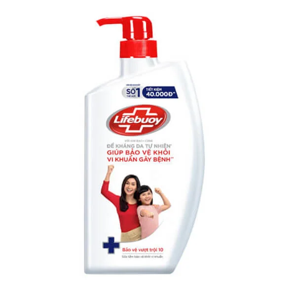 Sữa tắm Lifebuoy Bảo Vệ Vượt Trội 10 giúp bảo vệ khỏi vi khuẩn - 850gr