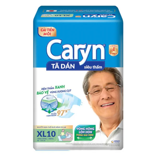 Tã Giấy Caryn Siêu Thấm size XL (hông 86 -135 cm) - 10 miếng (giao bao bì ngẫu nhiên)