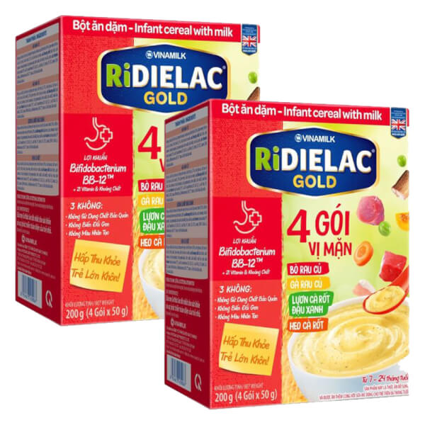 Combo 2 Bột ăn dặm RIDIELAC GOLD 4 Vị Mặn HG 200g