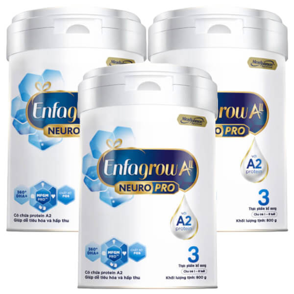 Combo 3 lon Sữa Enfagrow A2 NeuroPro số 3 800g (1 - 6 tuổi)