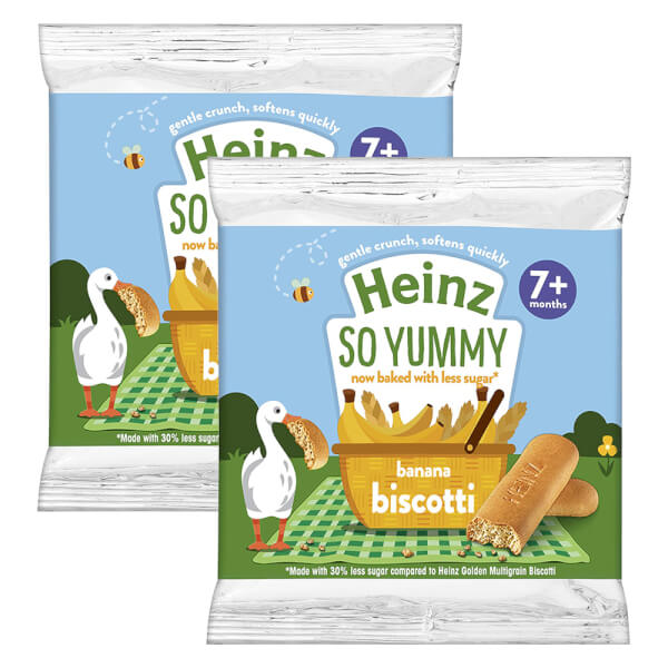 Combo 2 Bánh quy vị chuối ( ít đường) dành cho trẻ từ 7 tháng trở lên - Heinz Banana Biscotti(Reauced sugar)