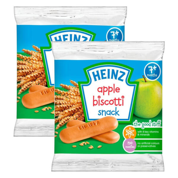 Combo 2 Bánh quy vị táo ( ít đường) dành cho trẻ từ 7 tháng trở lên - Heinz Apple Biscotti (Reauced sugar)