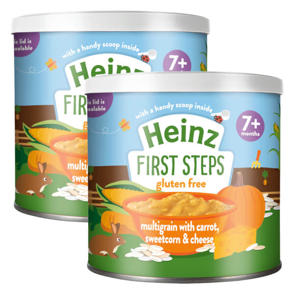 Combo 2 Bột ngũ cốc, cà rốt, phô mai và bắp ngọt Heinz (7M+)