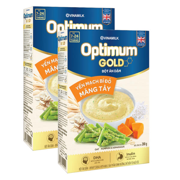 Combo 2 Bột dinh dưỡng Optimum Gold Yến mạch bí đỏ măng tây HG 200g