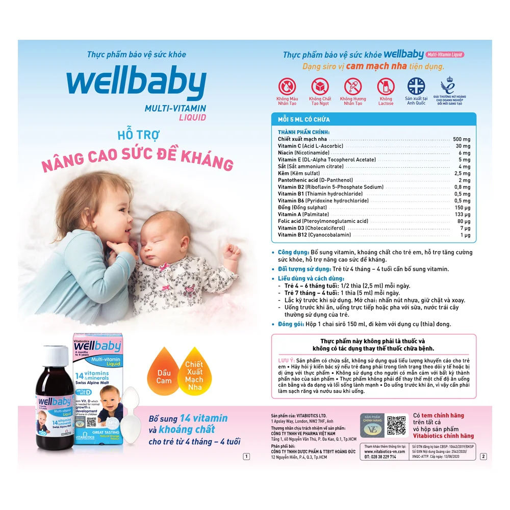 Thực phẩm bảo vệ sức khỏe WELLBABY MULTI-VITAMIN LIQUID