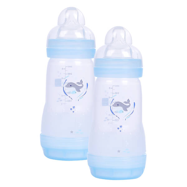 Combo 2 Bình sữa MAM Easy Start Anticolic nhựa PP 260ml (Xanh dương)