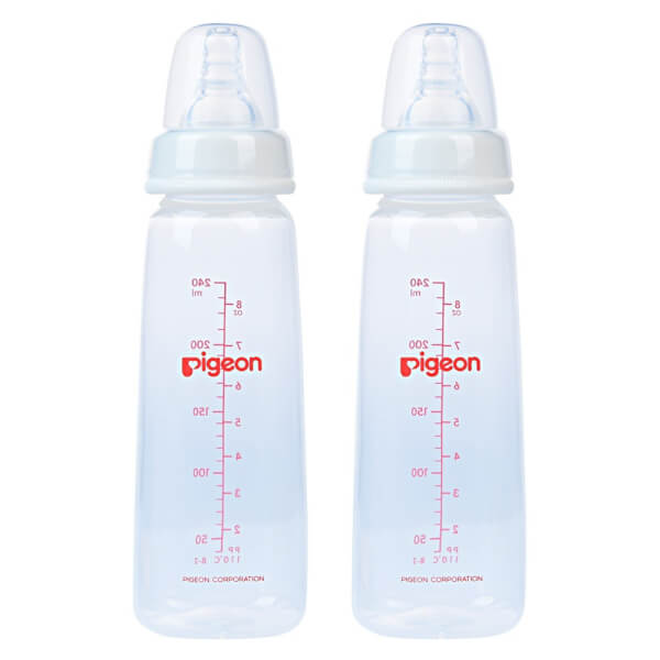 Combo 2 Bình sữa Pigeon nhựa PP BPA Free cổ hẹp vuông 240ml