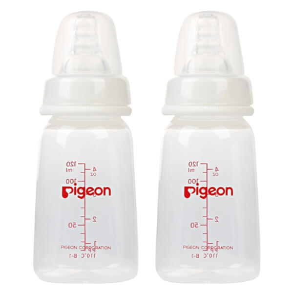 Combo 2 Bình sữa Pigeon nhựa PP BPA Free cổ hẹp vuông 120ml