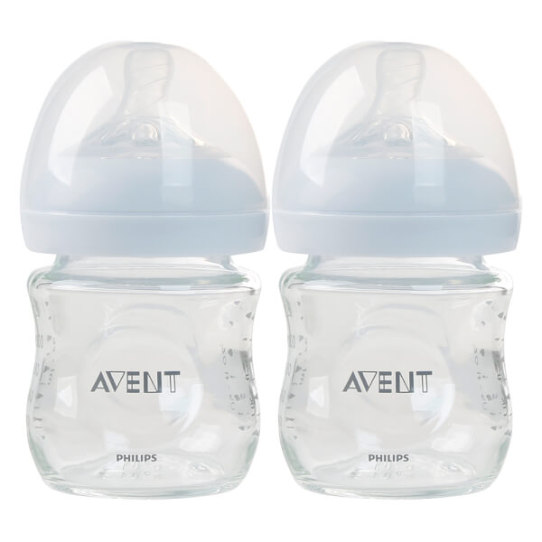 Combo 2 Bình sữa Philips Avent Natural thủy tinh cổ rộng mô phỏng tự nhiên 120ml (SCF671/13)