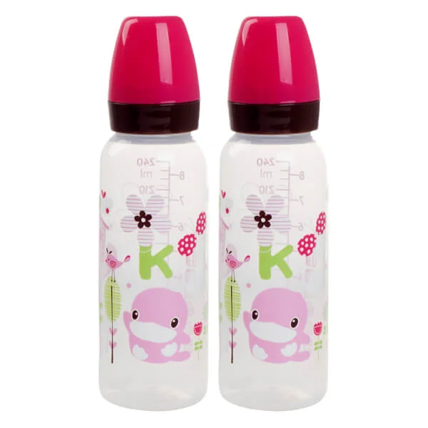 Combo 2 Bình sữa Kuku nhựa PP BPA Free cổ hẹp 240ml (KU5928A, Hồng)