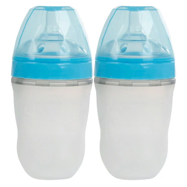 Combo 2 Bình sữa Gluck Baby Natural silicone cổ rộng 240ml (MMD240, Xanh)