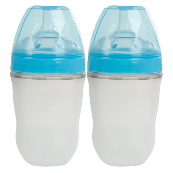 Combo 2 Bình sữa Gluck Baby Natural silicone cổ rộng 240ml (MMD240, Xanh)