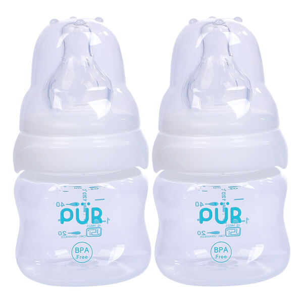 Combo 2 Bình sữa Pur cổ thường Comfort Feeder với van chữ V, 60ml