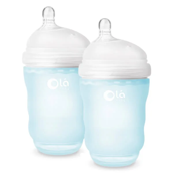 Combo 2 Bình sữa Olababy silicone cổ rộng 240ml (Xanh dương)