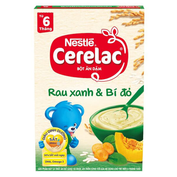 Combo 4 Bột ăn dặm Nestle CERELAC Rau xanh - Bí đỏ, 200g