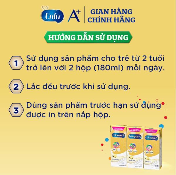 Combo 6 thùng Thực phẩm bổ sung: Enfagrow A+ 360 Brain DHA+ hương Vani, Lốc 3 hộp