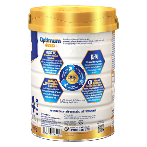 Combo 4 Vinamilk Optimum Gold 4, 850g, 2-6 tuổi