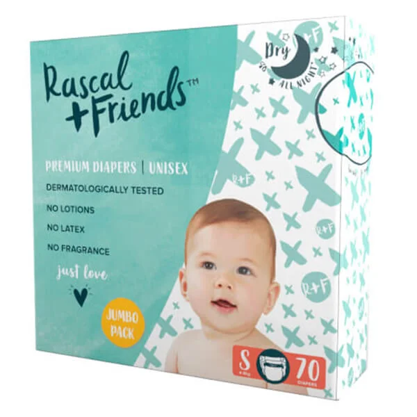 Combo 3 Tã dán Rascal Friends (S, 4-8kg, 70 miếng)