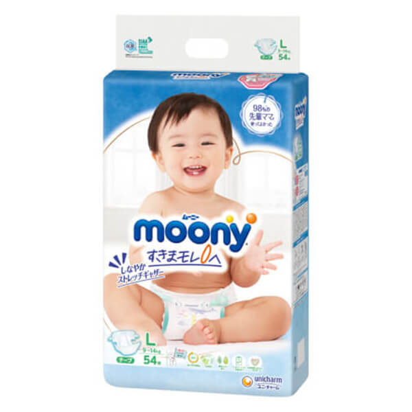 Combo 4 Tã dán Moony (L, 54 miếng)