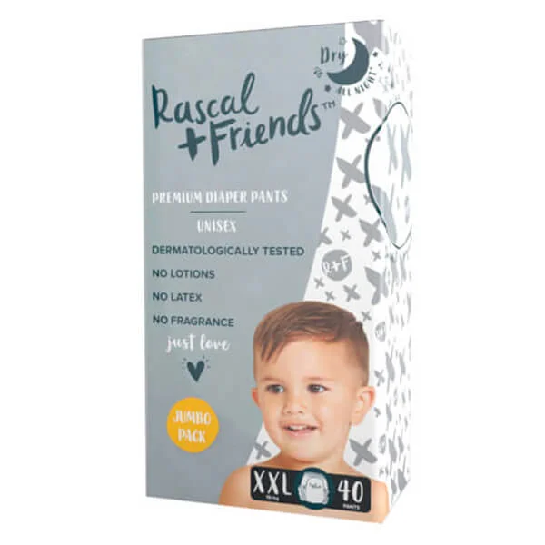Combo 4 Tã quần Rascal Friends (XXL, 16kg, 40 miếng) | Bỉm Tã khuyến