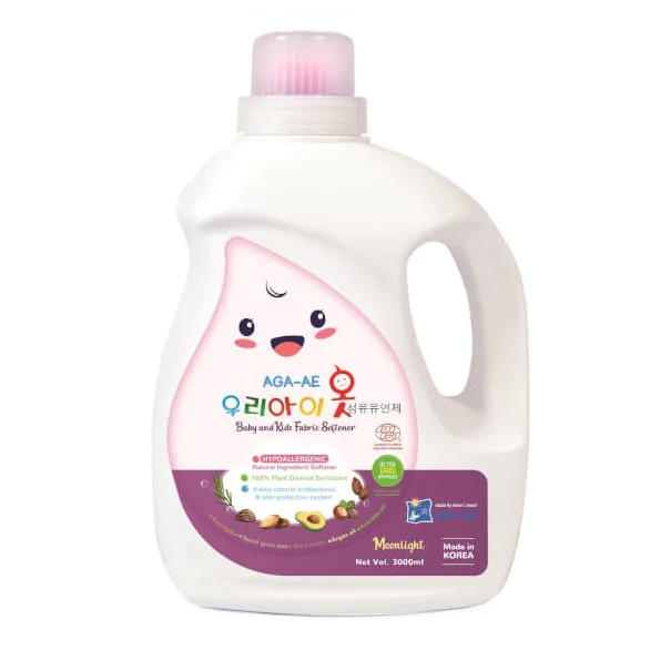 Combo 2 Nước xả làm mềm vải Hàn quốc AGA - AE kháng khuẩn & bảo vệ da bé - Moonlight 3L