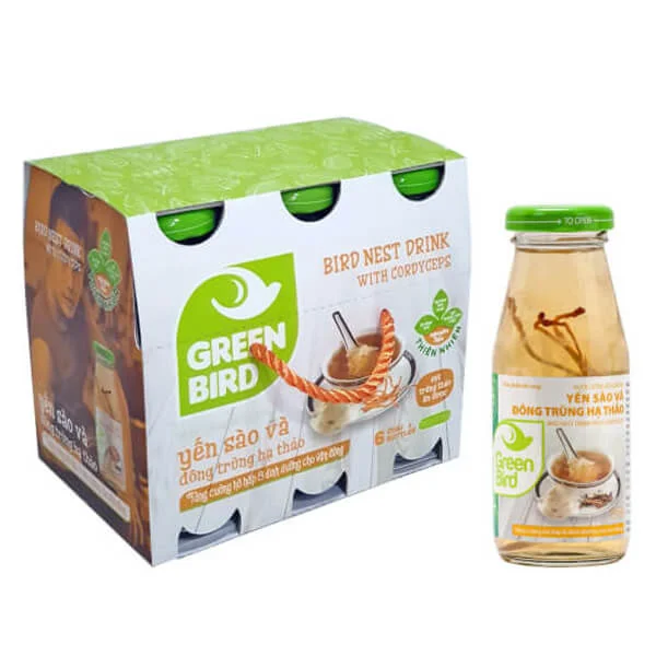 Combo 2 Thực phẩm bổ sung Nước uống bổ dưỡng Yến Sào và Đông Trùng Hạ Thảo (Lốc 6)