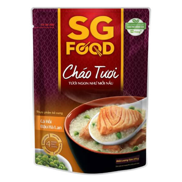 Combo 4 Cháo Cá hồi, đậu Hà Lan, SG Food, 270g