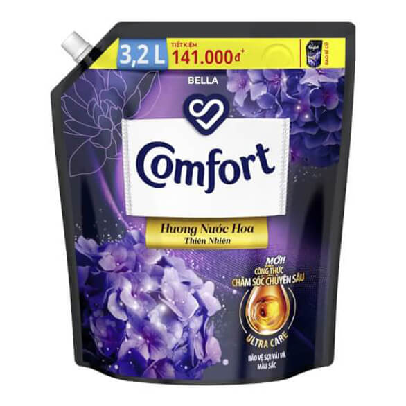 Combo 2 Nước xả vải Comfort Đậm đặc Hương nước hoa thiên nhiên Bella túi 3.2L