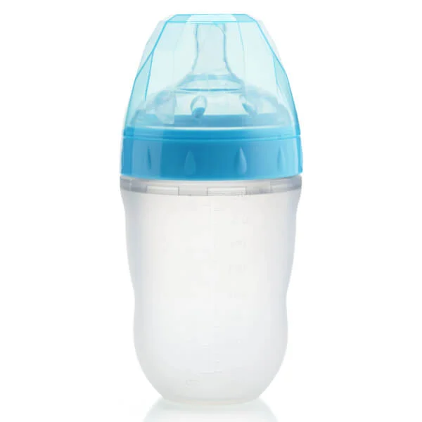 Bình sữa Gluck Baby Natural silicone cổ rộng 240ml (MMD240, Xanh)