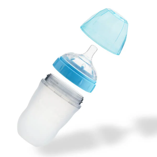 Bình sữa Gluck Baby Natural silicone cổ rộng 240ml (MMD240, Xanh)
