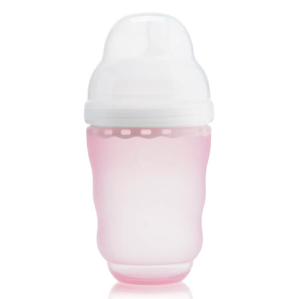 Bình sữa Olababy silicone cổ rộng 240ml (Hồng)