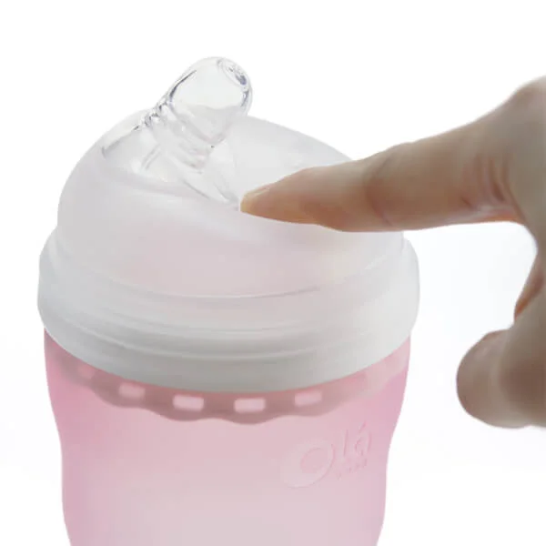 Bình sữa Olababy silicone cổ rộng 240ml (Hồng)