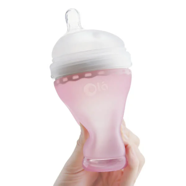 Bình sữa Olababy silicone cổ rộng 240ml (Hồng)