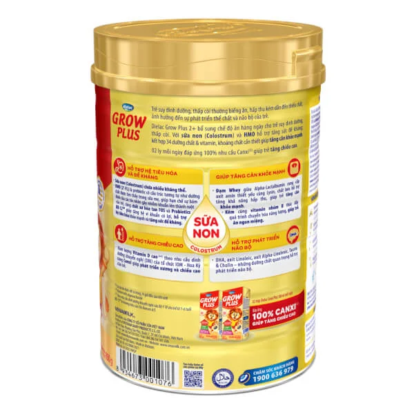 Sữa Dielac Grow Plus 2+, 2-10 tuổi, 850g