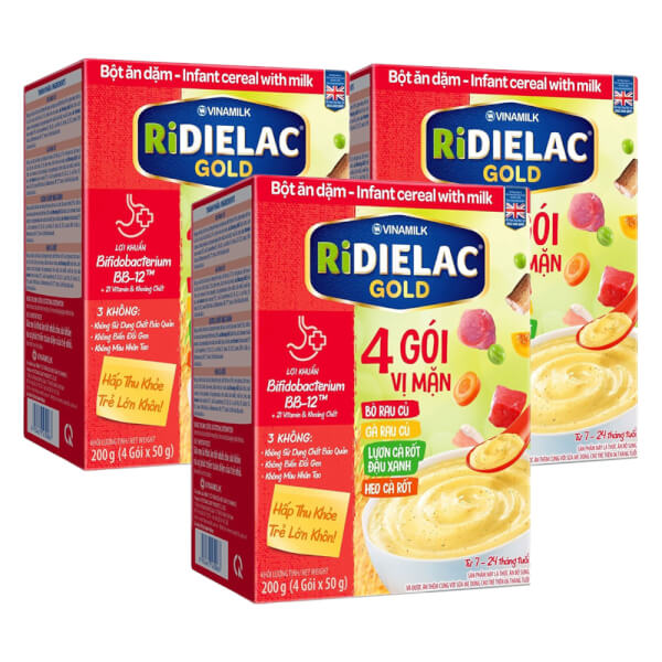 Combo 3 Bột ăn dặm Ridielac Gold 4 Vị Mặn HG 200g