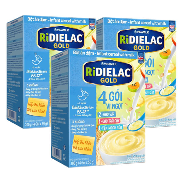 Combo 3 Bột ăn dặm Ridielac Gold 3 Vị Ngọt HG 200g