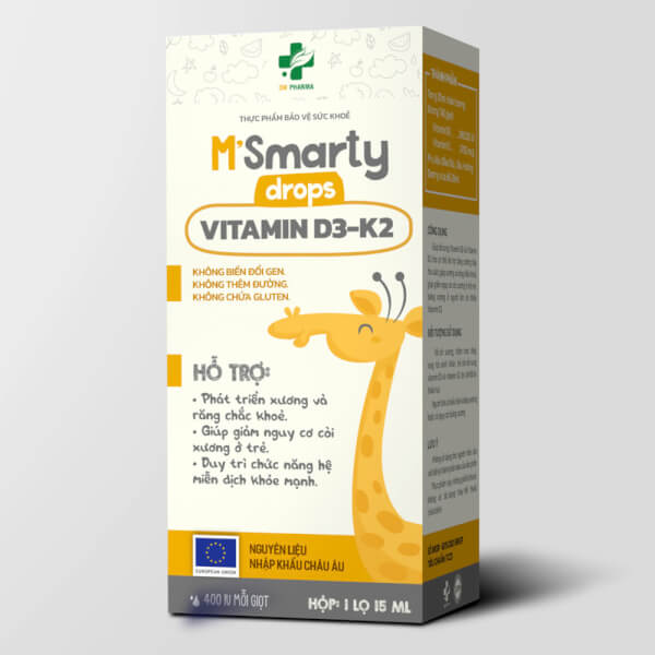 Vitamin D3, K2 giúp tăng chiều cao cho bé M'Smarty Drops
