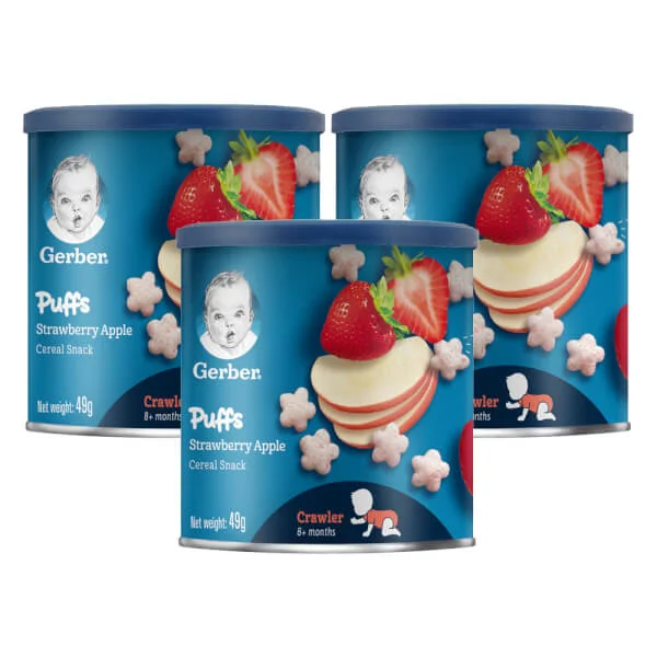 Combo 3 Thực phẩm bổ sung Bánh ăn dặm Gerber vị Dâu Táo (49gr)