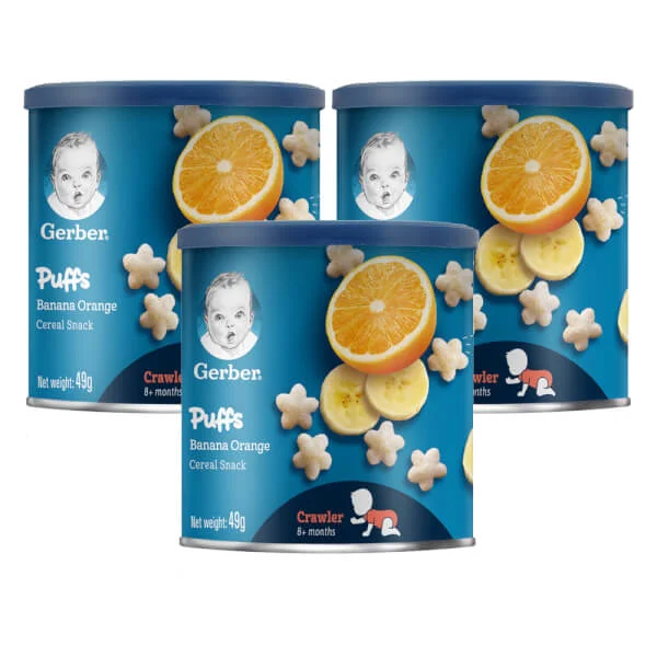 Combo 3 Thực phẩm bổ sung Bánh ăn dặm Gerber vị Cam Chuối (49gr)