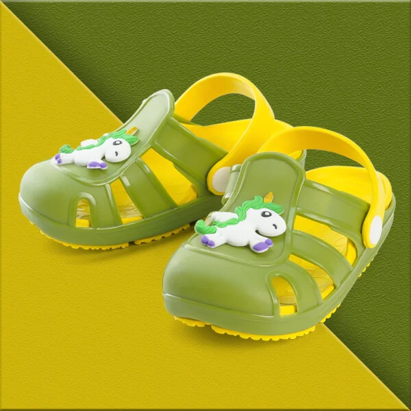 Dép sục 2 lớp unicorn CF2105 JKKE200009-93  (18-20-22-24, Xanh lục Vàng)