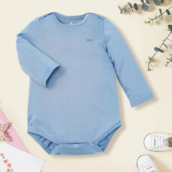 Bodysuit tam giác dệt jacquard Animo I1121052 (0-12M,Xanh)