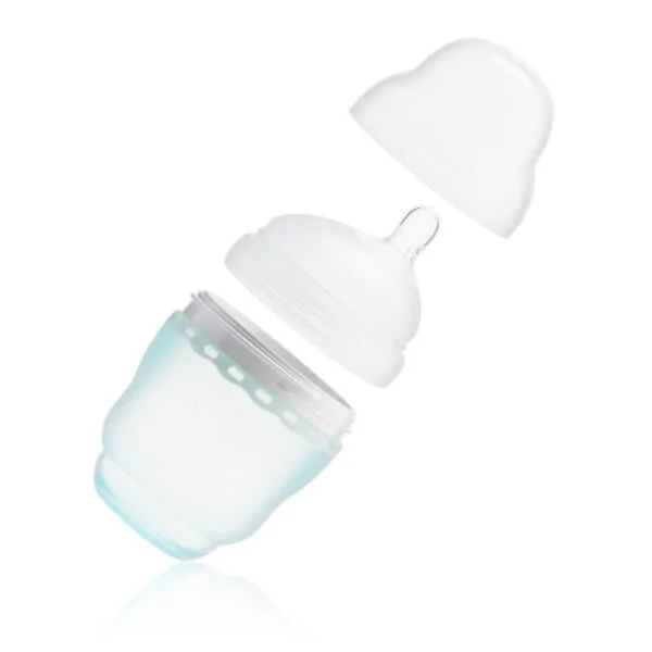 Combo 2 bình sữa Olababy silicone cổ rộng 120ml (Xanh dương)
