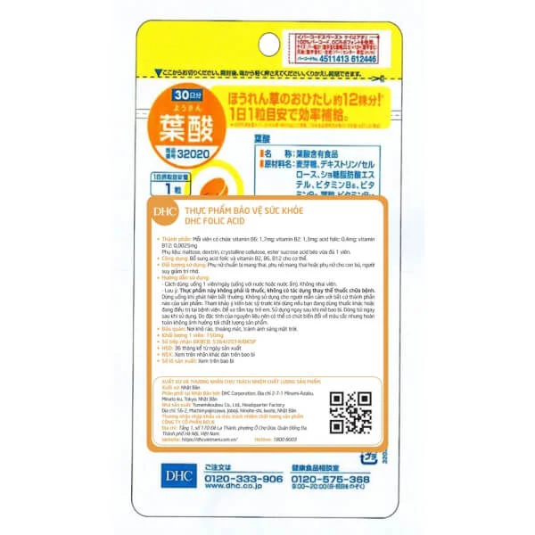 Combo 2 Viên uống bổ sung Axit Folic DHC